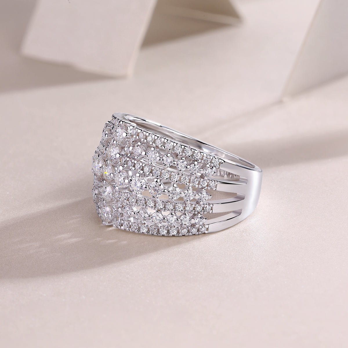 Carissie Vintage Multi - Row Cluster Pave Statement Ring