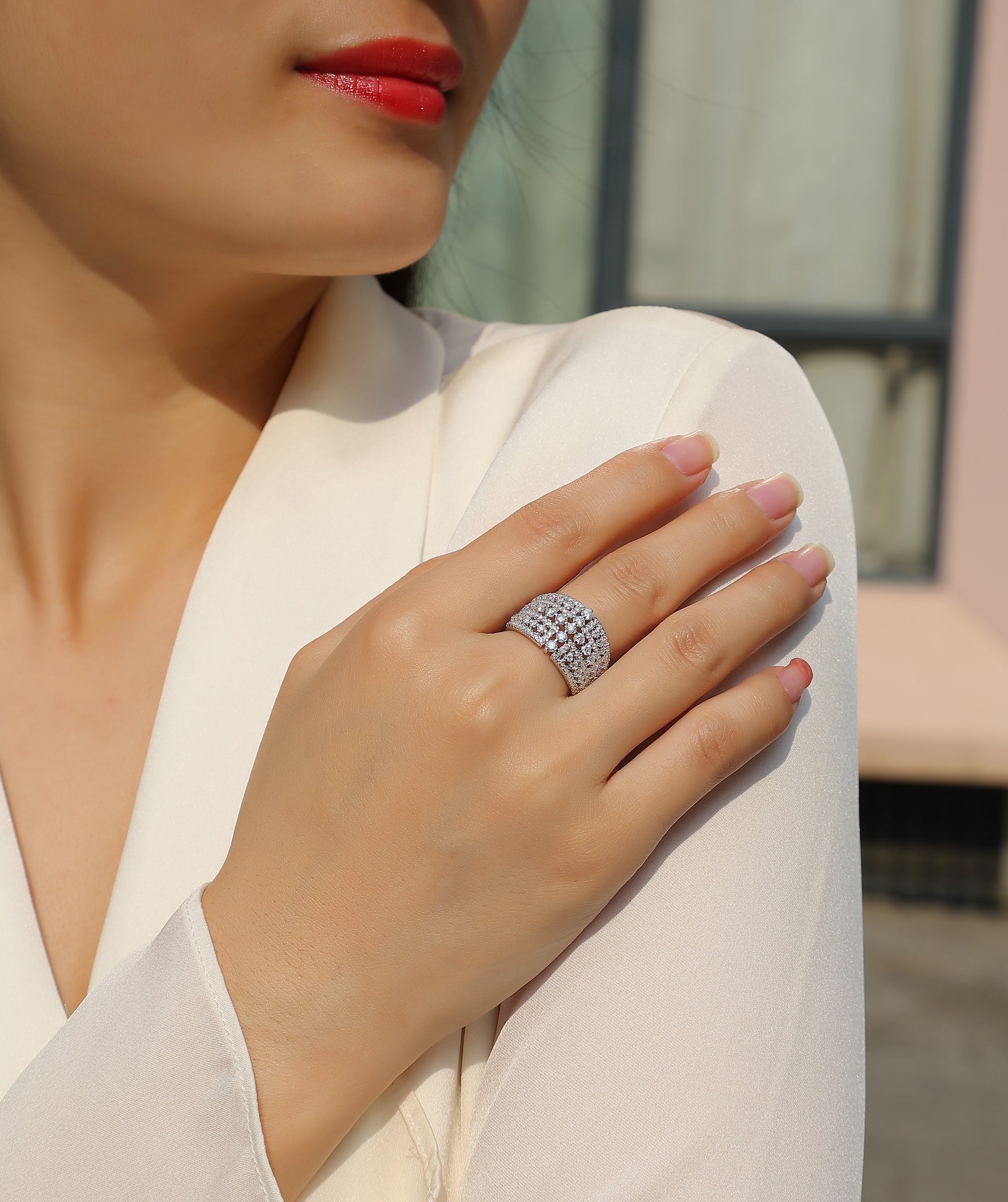 Carissie Vintage Multi - Row Cluster Pave Statement Ring