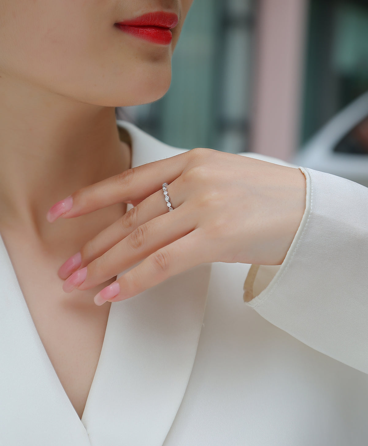 Carissie Classic Marquise Round Alternating Eternity Band