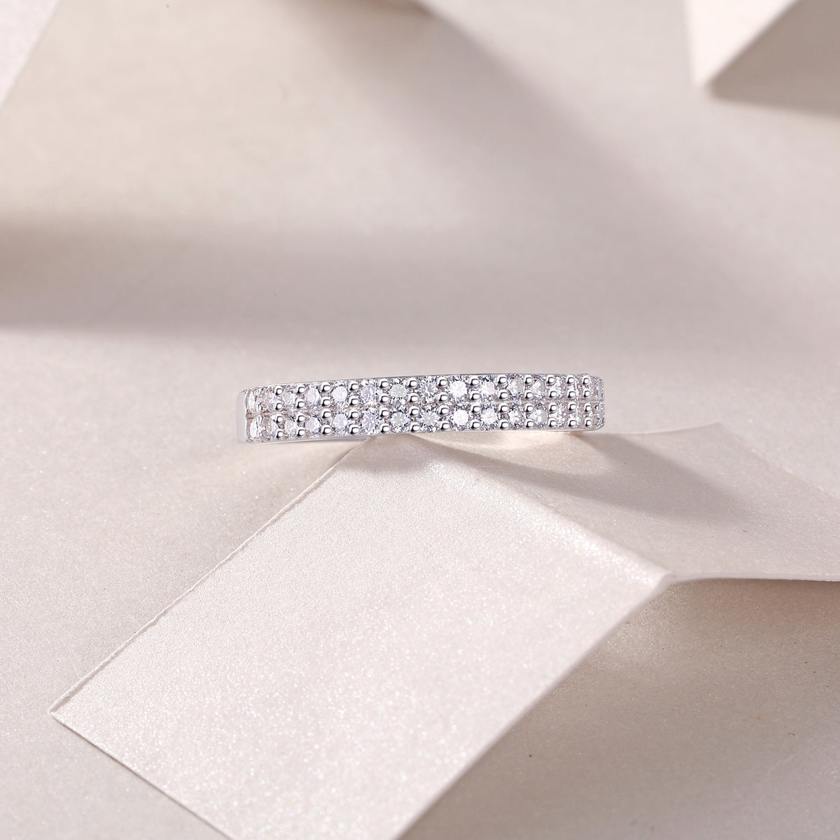 Carissie Classic Multi-Row Pave Eternity Wedding Band
