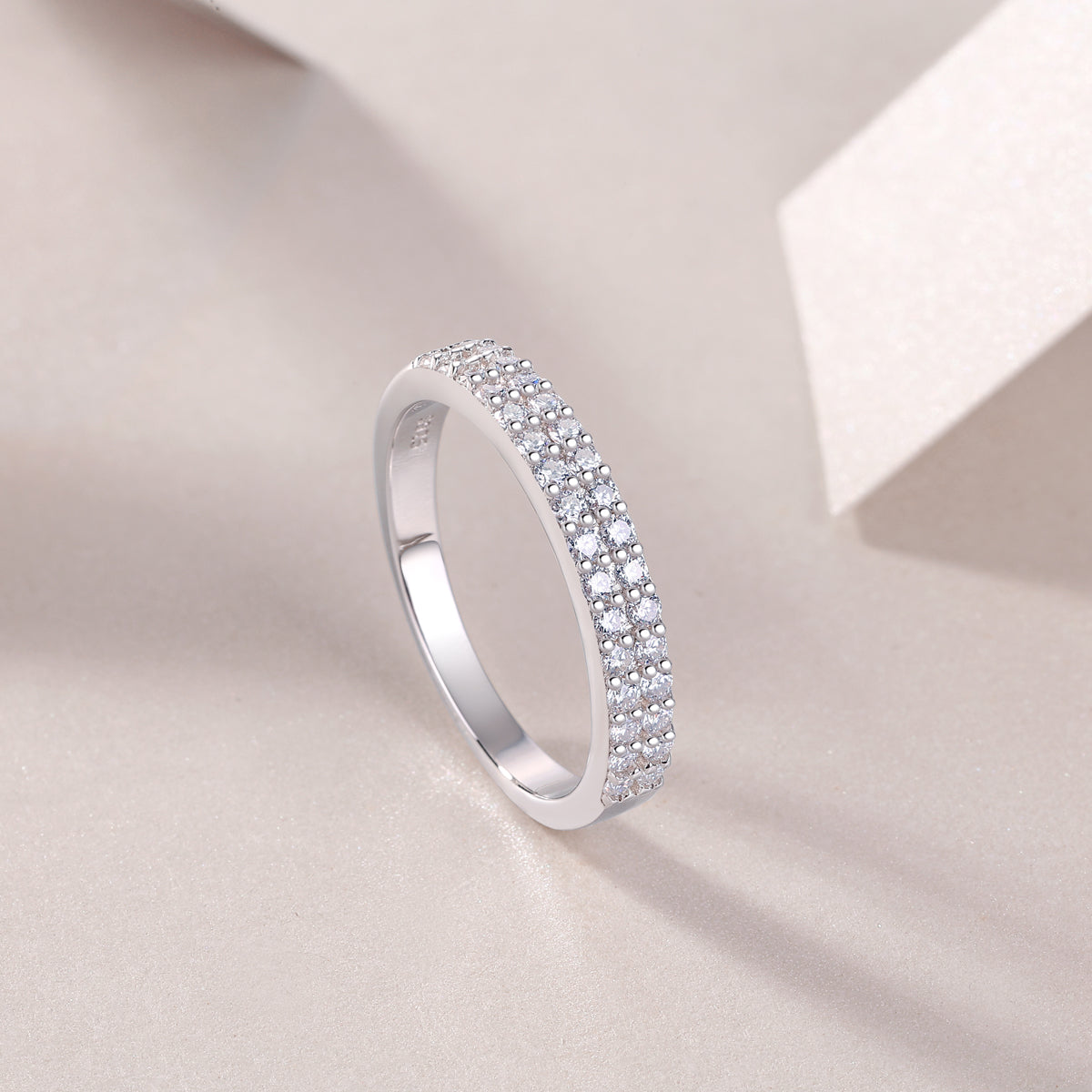 Carissie Classic Multi-Row Pave Eternity Wedding Band