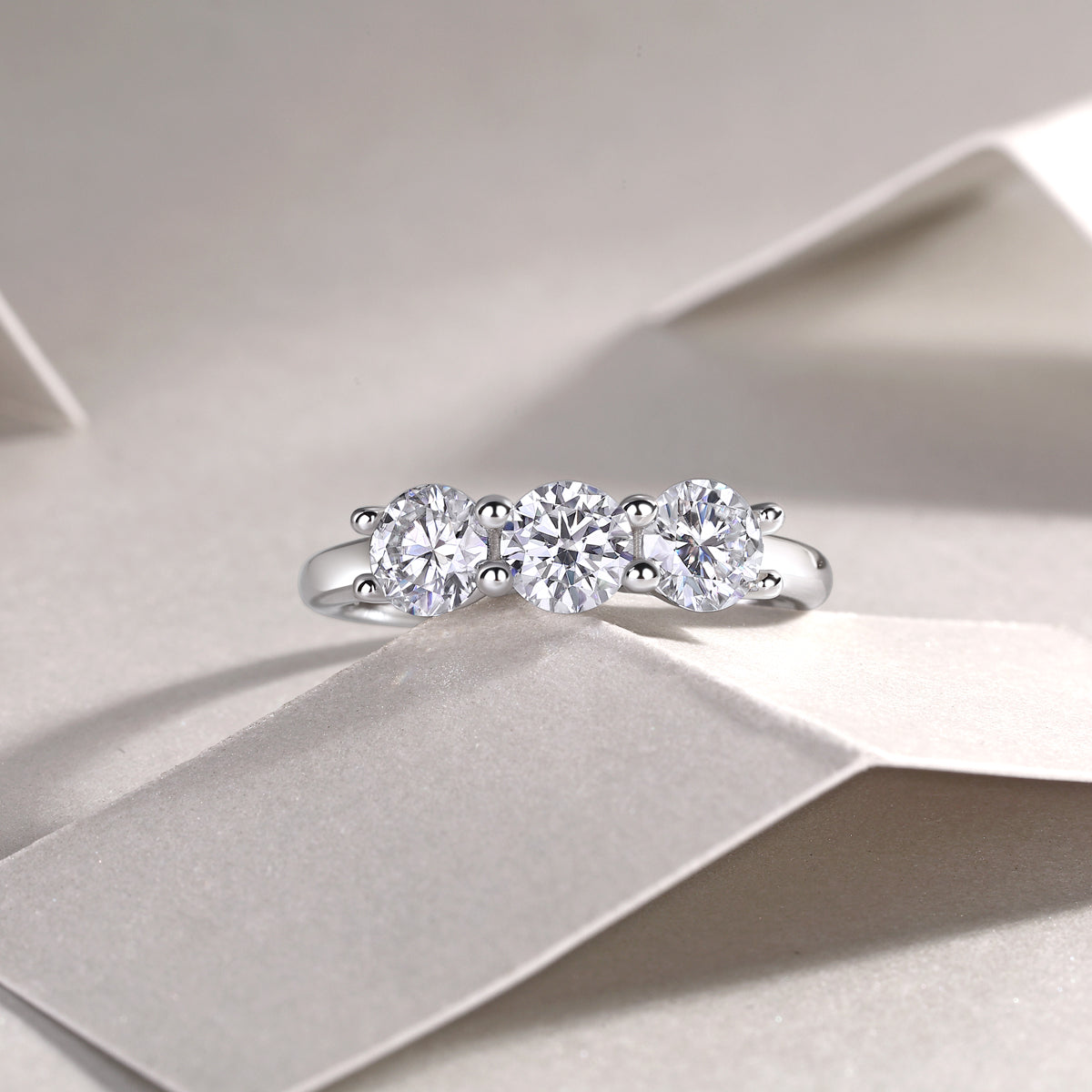 Carissie Classic Round Trilogy Prong Engagement Ring 50 pt