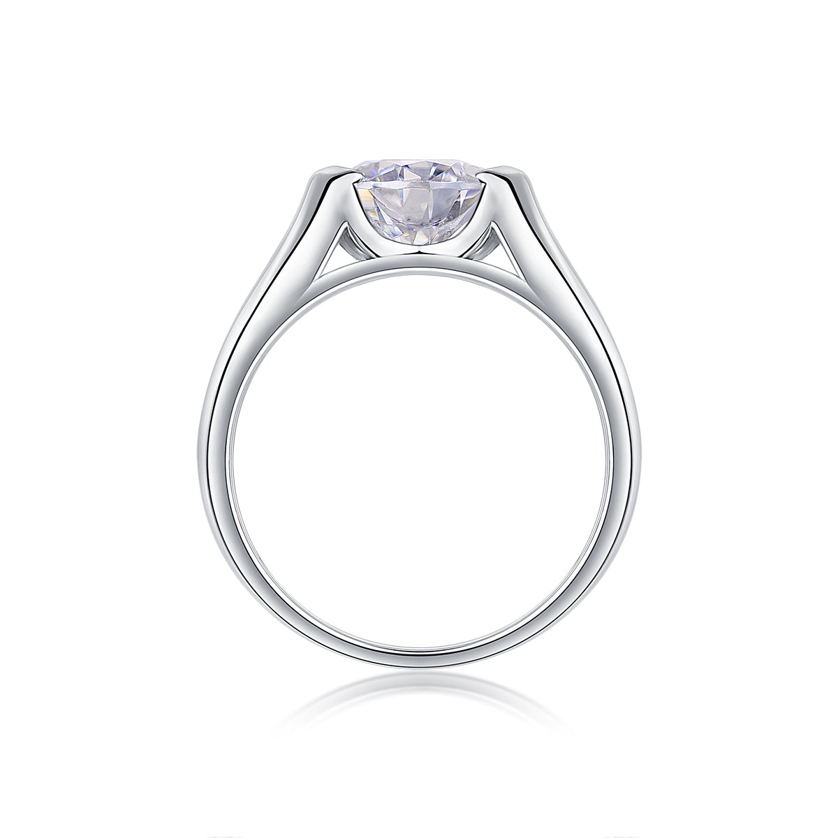 Carissie Round Solitaire Wide Band Engagement Ring 2 Ct