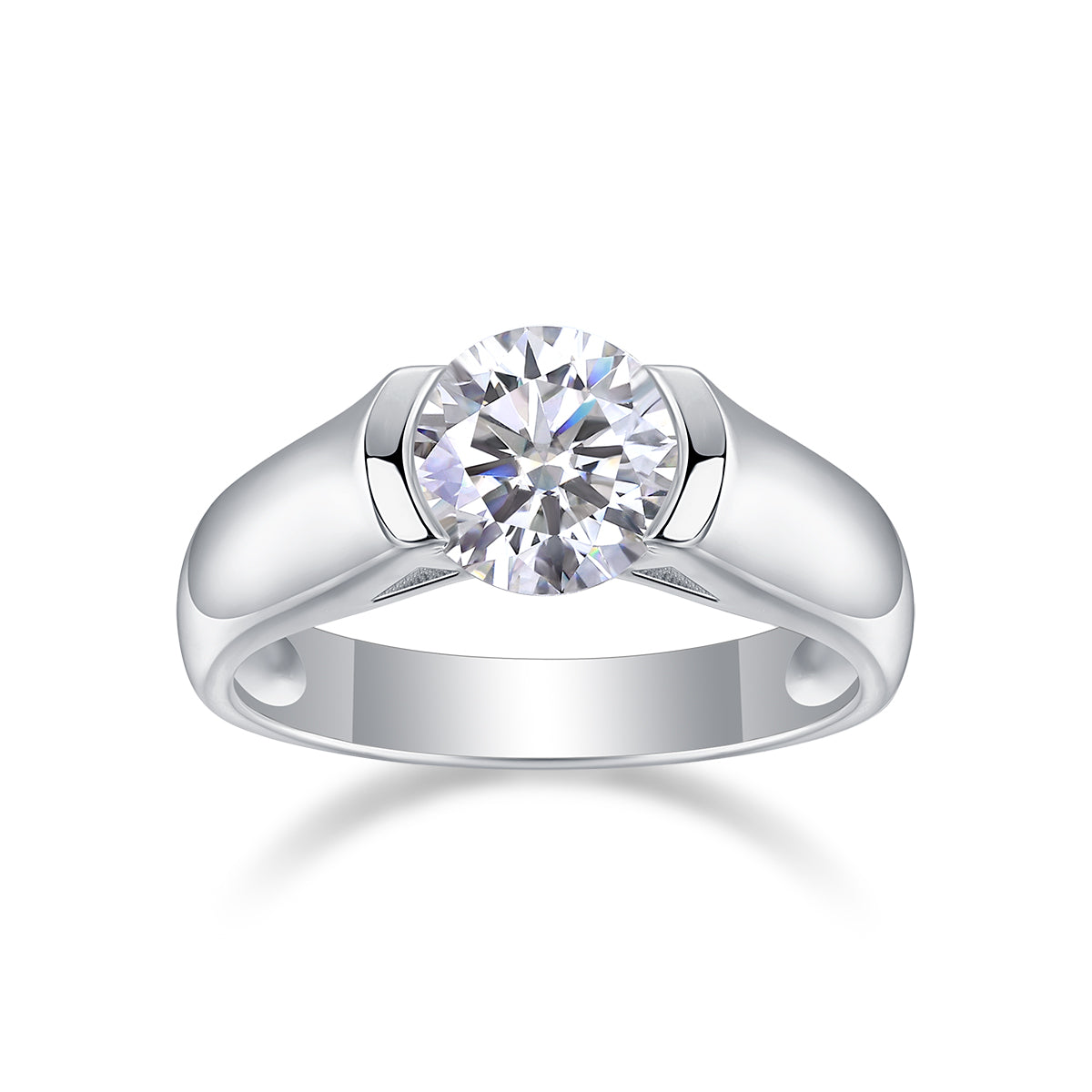 Carissie Round Solitaire Wide Band Engagement Ring 2 Ct