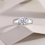 Carissie Round Solitaire Wide Band Engagement Ring 2 Ct