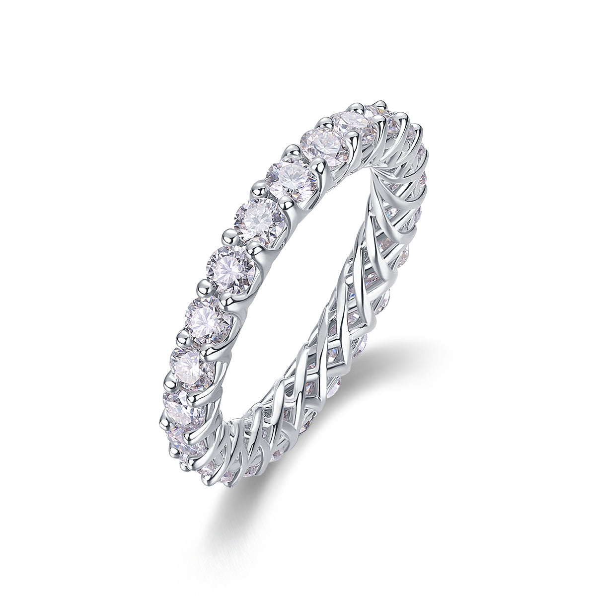 Carissie Round Twisted Weave Prong-Set Eternity Band
