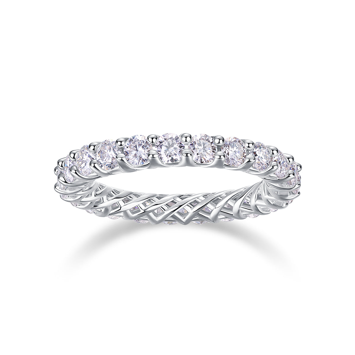Carissie Round Twisted Weave Prong-Set Eternity Band