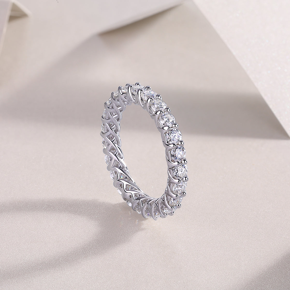 Carissie Round Twisted Weave Prong-Set Eternity Band
