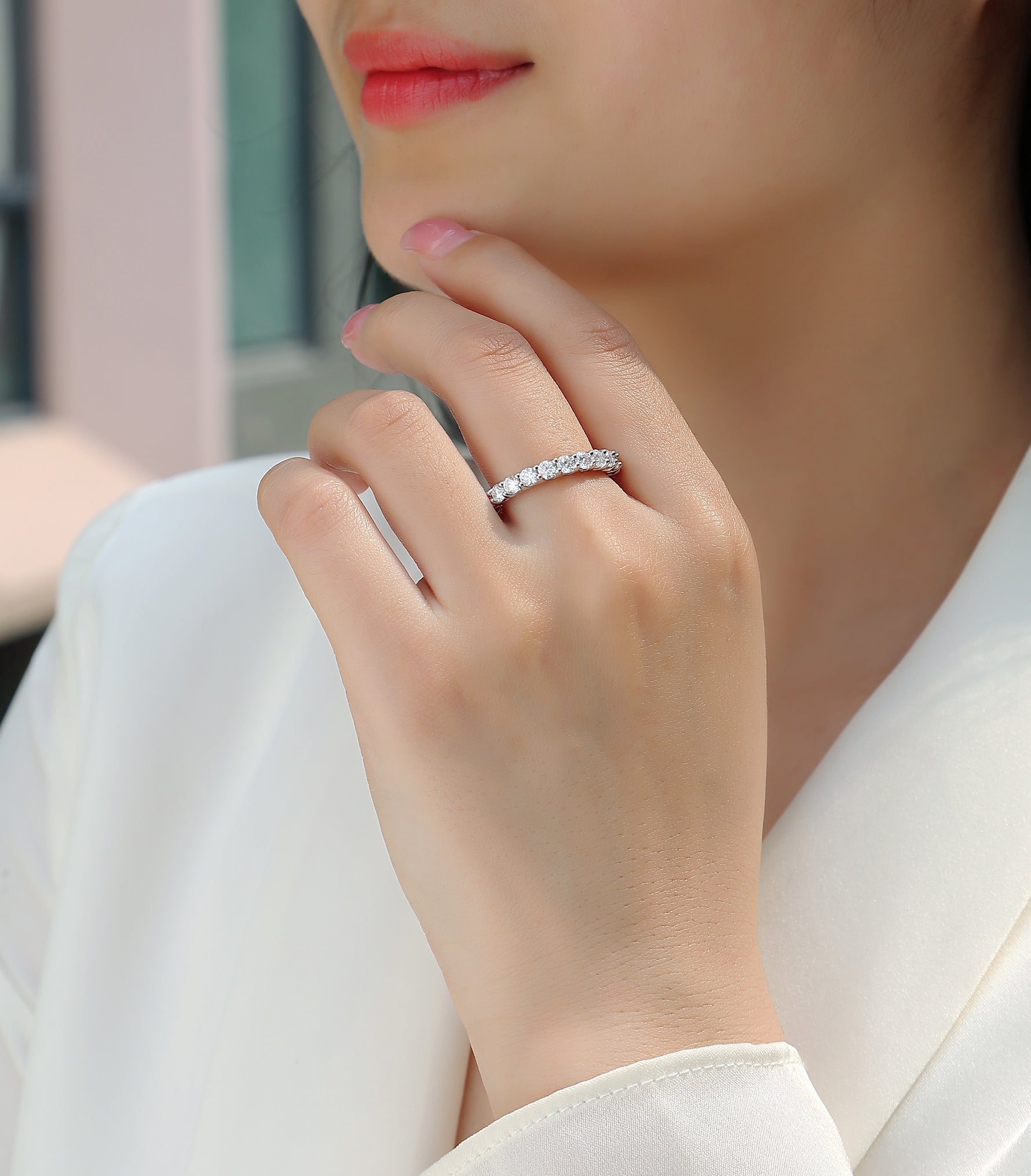 Carissie Round Twisted Weave Prong-Set Eternity Band
