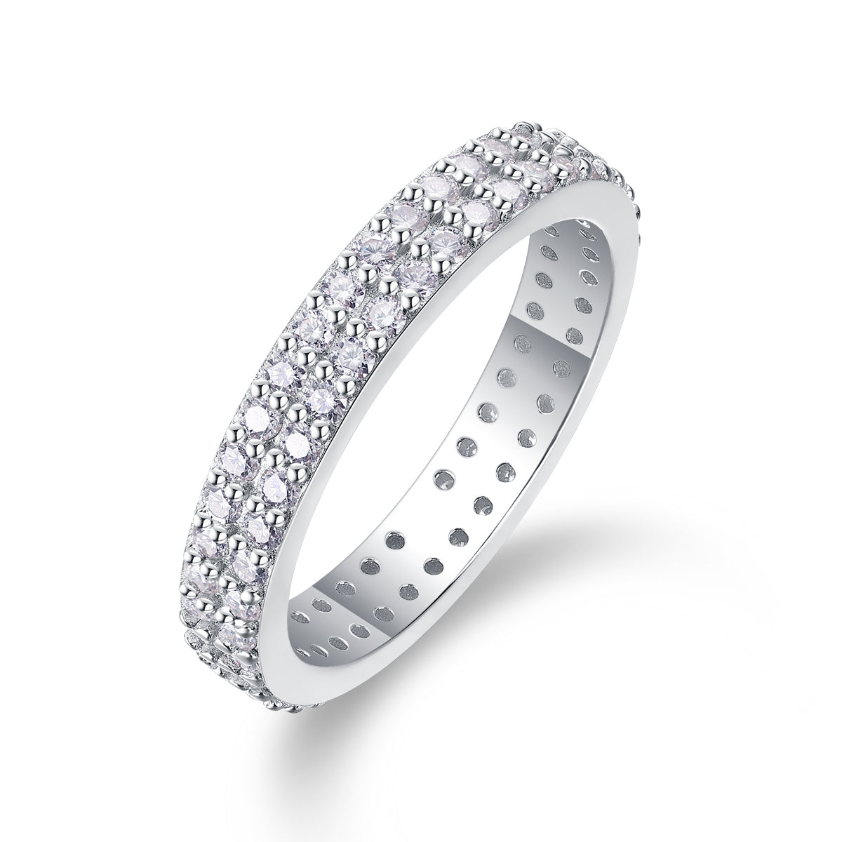 Carissie Classic Double Row Pave Eternity Wedding Band