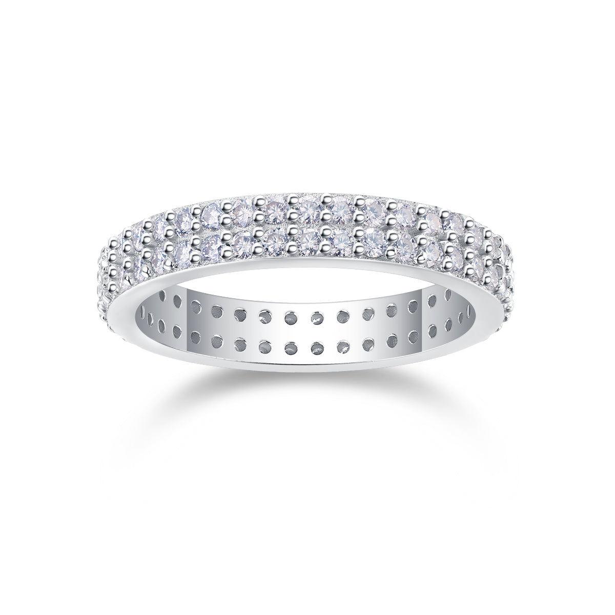 Carissie Classic Double Row Pave Eternity Wedding Band