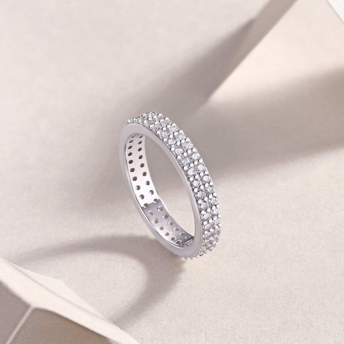 Carissie Classic Double Row Pave Eternity Wedding Band