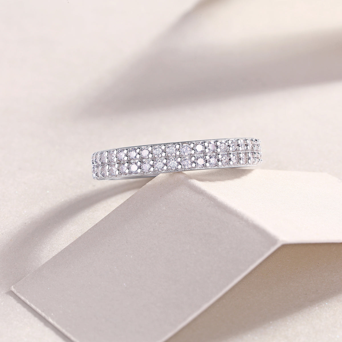 Carissie Classic Double Row Pave Eternity Wedding Band