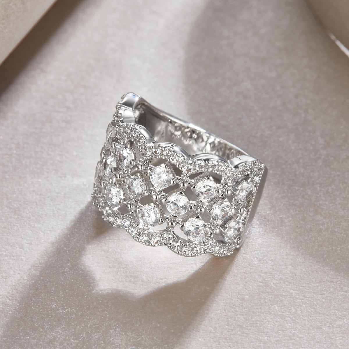 Carissie Ornate Filigree Cluster Lattice Cocktail Ring