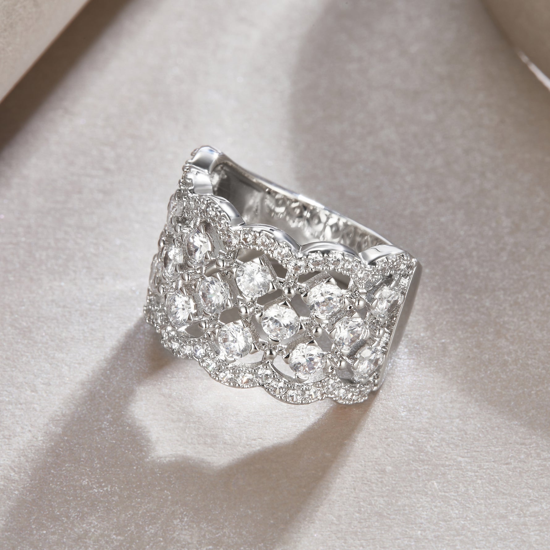 Carissie Ornate Filigree Cluster Lattice Cocktail Ring
