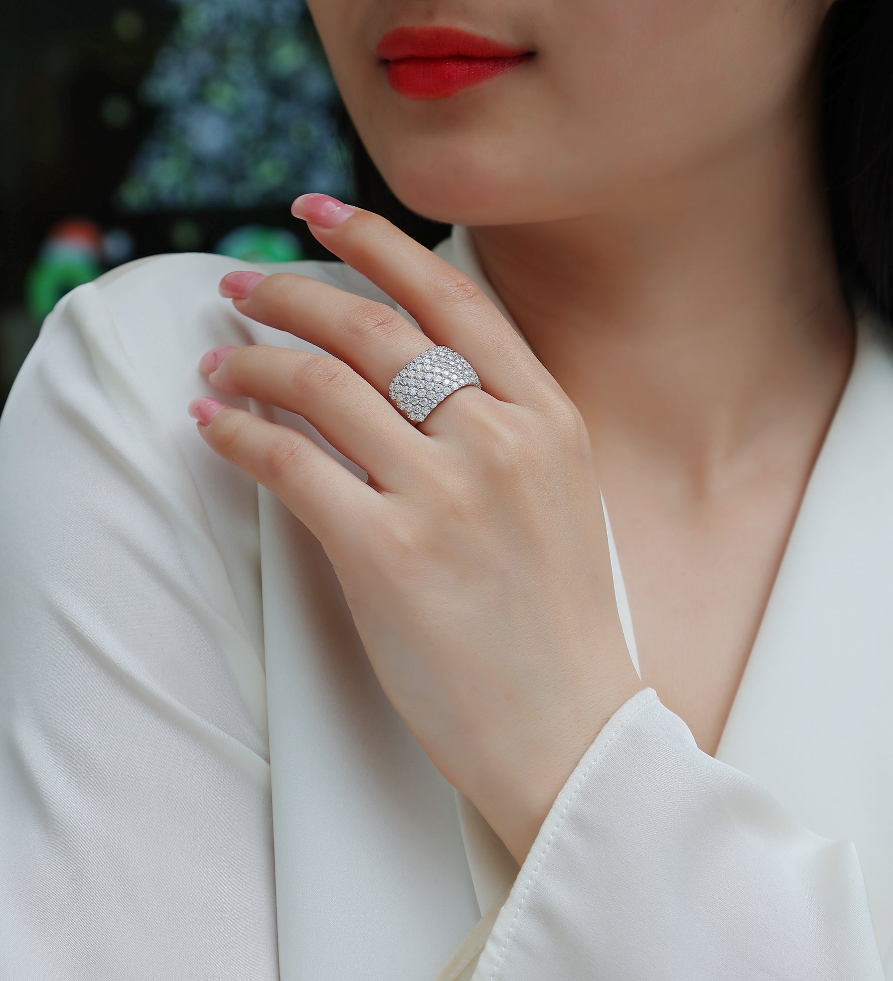Carissie Classic Multi-Row Cluster Statement Ring