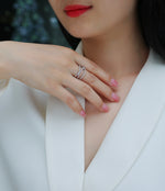 Carissie Elegant Crisscross Pave Multi-Band Statement Ring