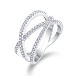 Carissie Elegant Crisscross Pave Multi-Band Statement Ring