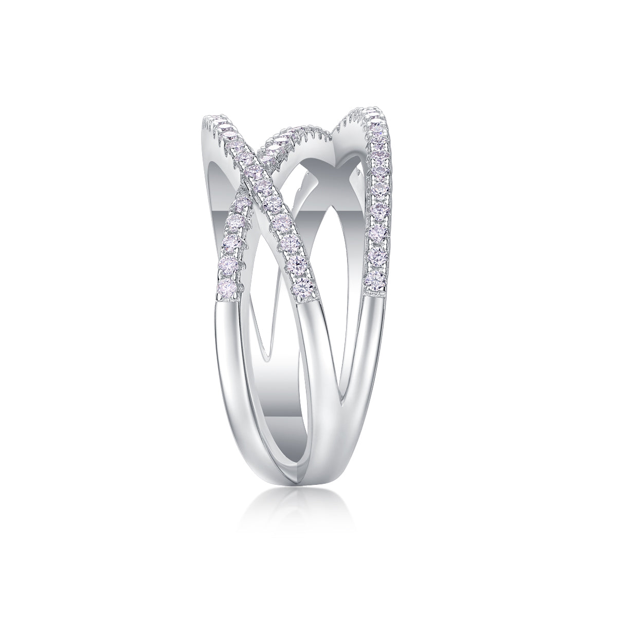 Carissie Elegant Crisscross Pave Multi-Band Statement Ring