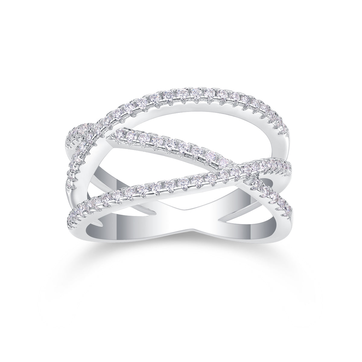 Carissie Elegant Crisscross Pave Multi-Band Statement Ring