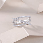 Carissie Elegant Crisscross Pave Multi-Band Statement Ring