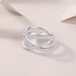 Carissie Elegant Crisscross Pave Multi-Band Statement Ring