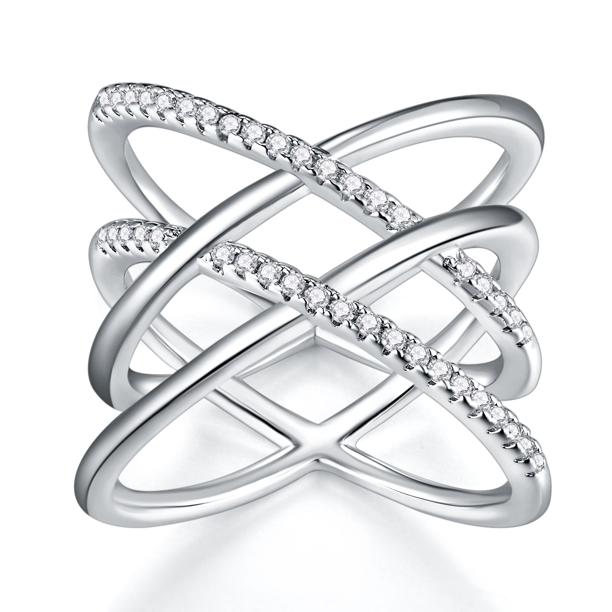 Carissie Twisted Interlocking Pavé Fashion Statement Ring