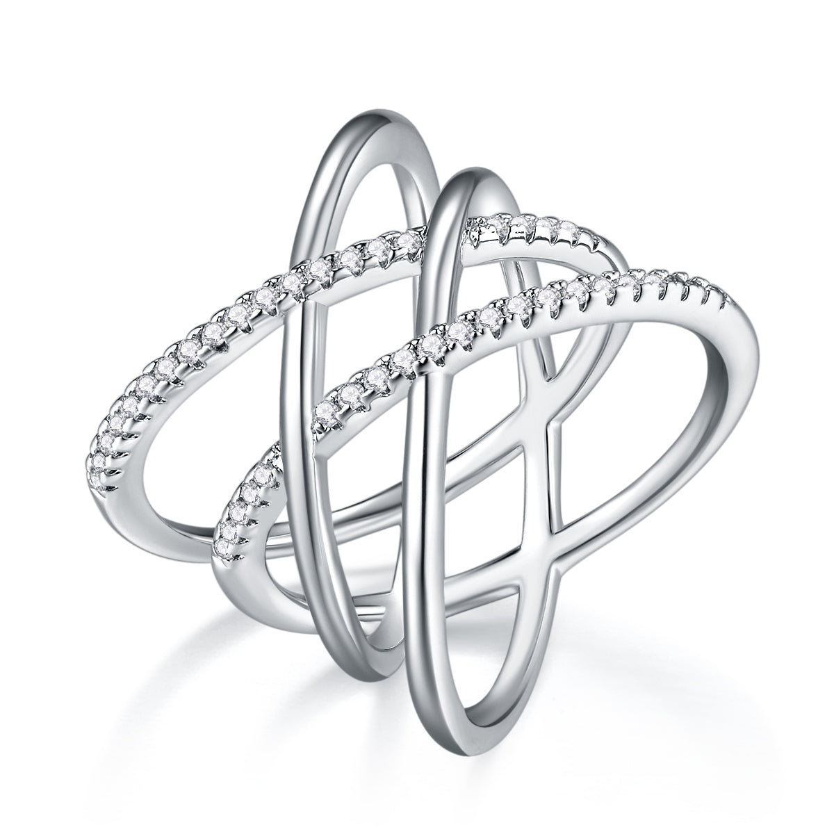Carissie Twisted Interlocking Pavé Fashion Statement Ring