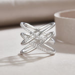 Carissie Twisted Interlocking Pavé Fashion Statement Ring