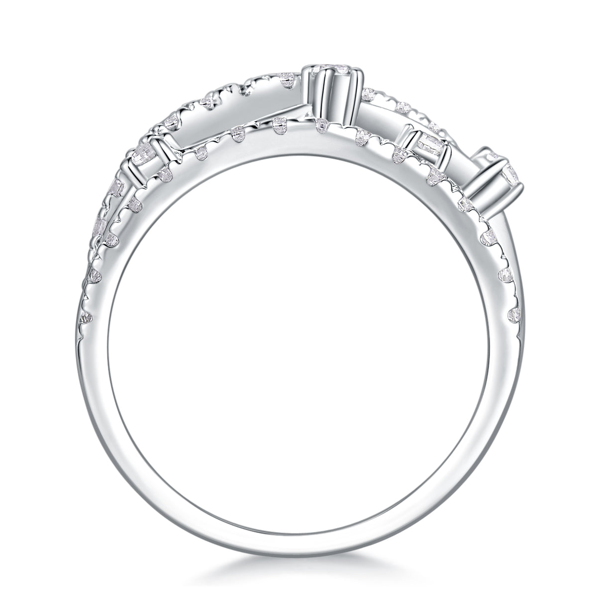 Carissie Vintage Crisscross Multi-Row Cluster Statement Ring