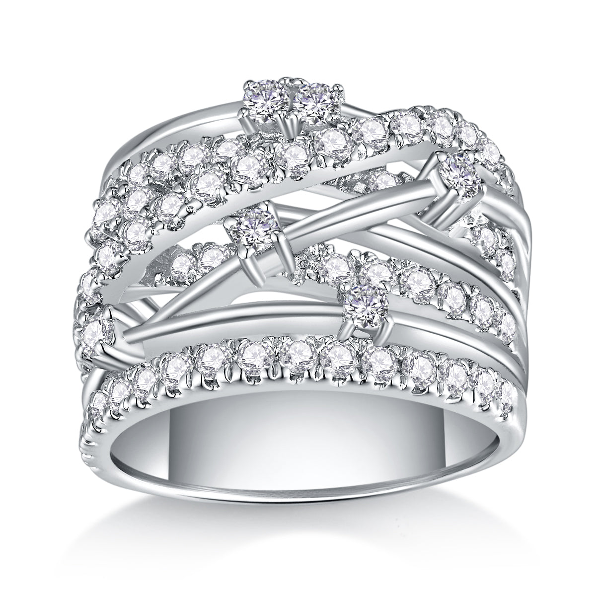 Carissie Vintage Crisscross Multi-Row Cluster Statement Ring