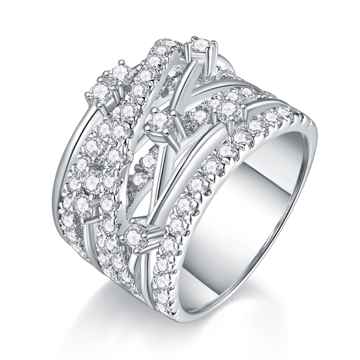 Carissie Vintage Crisscross Multi-Row Cluster Statement Ring