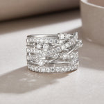 Carissie Vintage Crisscross Multi-Row Cluster Statement Ring