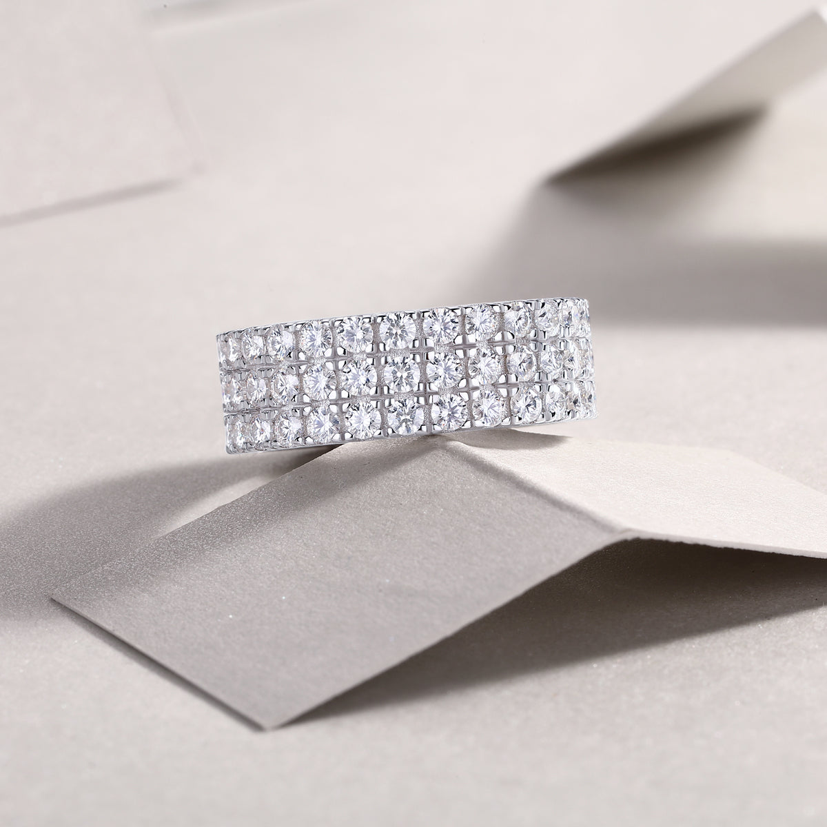 Carissie Classic Multi-Row Full Pave Wedding Band