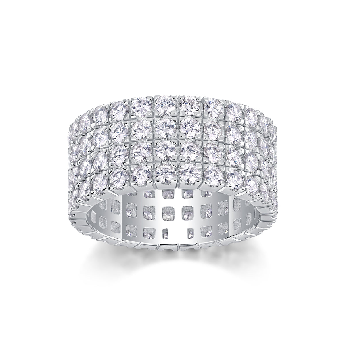 Carissie Elegant Multi-Row Pave Cluster Statement Band