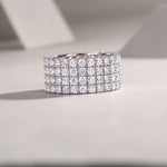 Carissie Elegant Multi-Row Pave Cluster Statement Band