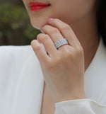 Carissie Elegant Multi-Row Pave Cluster Statement Band