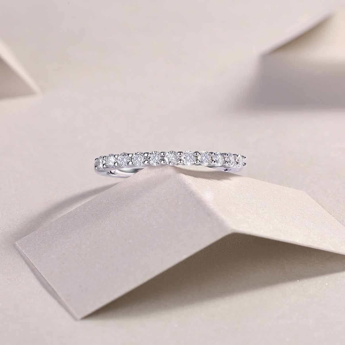 Carissie Elegant Half Eternity Prong Set Wedding Band