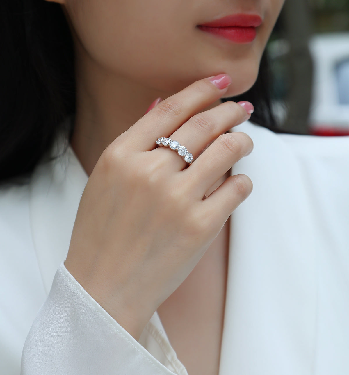 Carissie Classic Round Prong Cluster Wedding Band