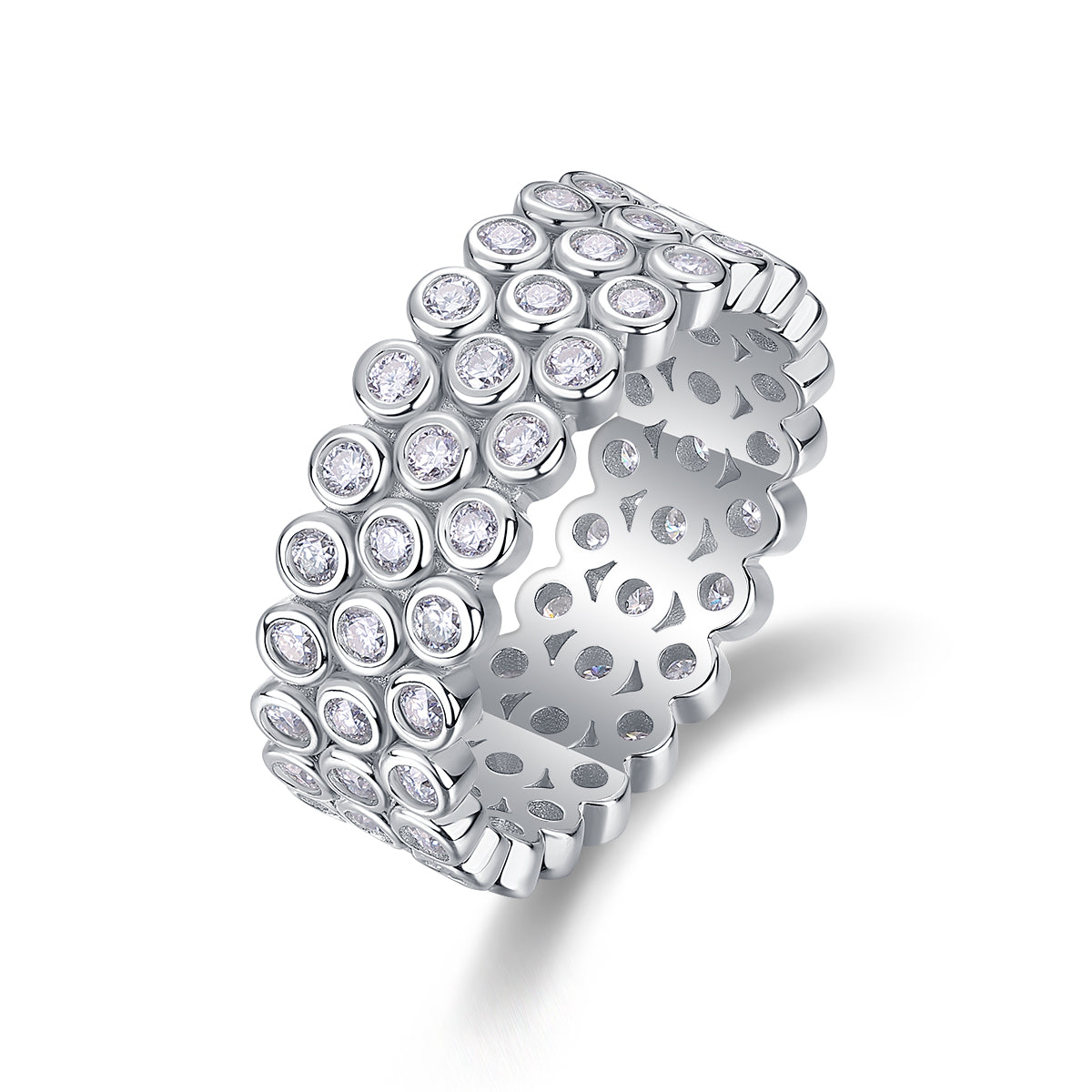 Carissie Vintage Multi-Row Bezel Cluster Eternity Band