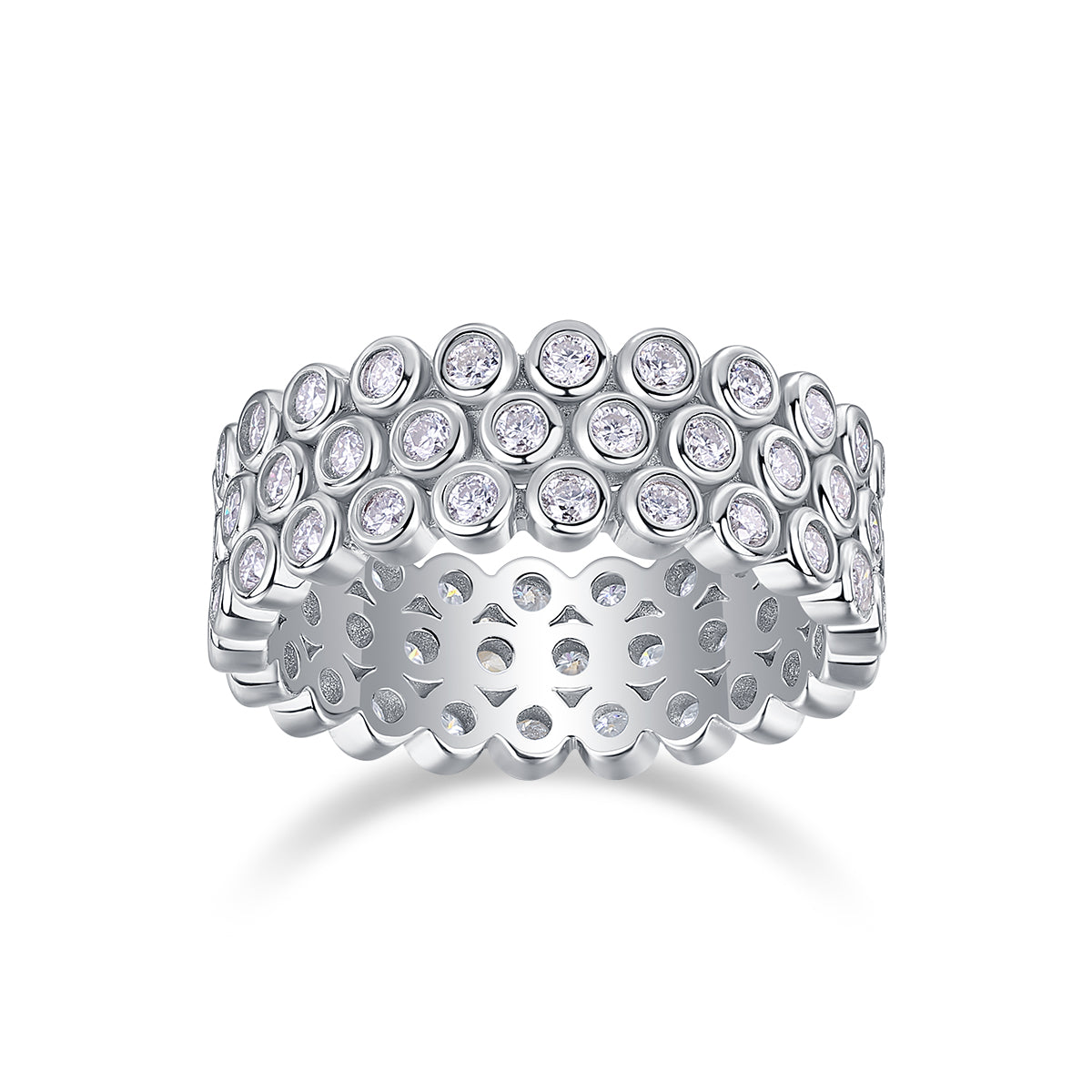 Carissie Vintage Multi-Row Bezel Cluster Eternity Band