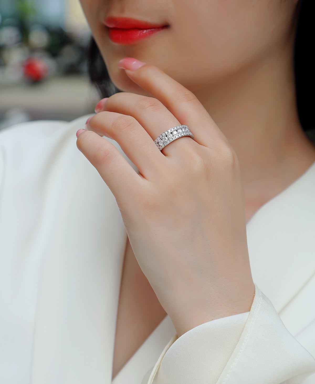 Carissie Vintage Multi-Row Cluster Eternity Wedding Band