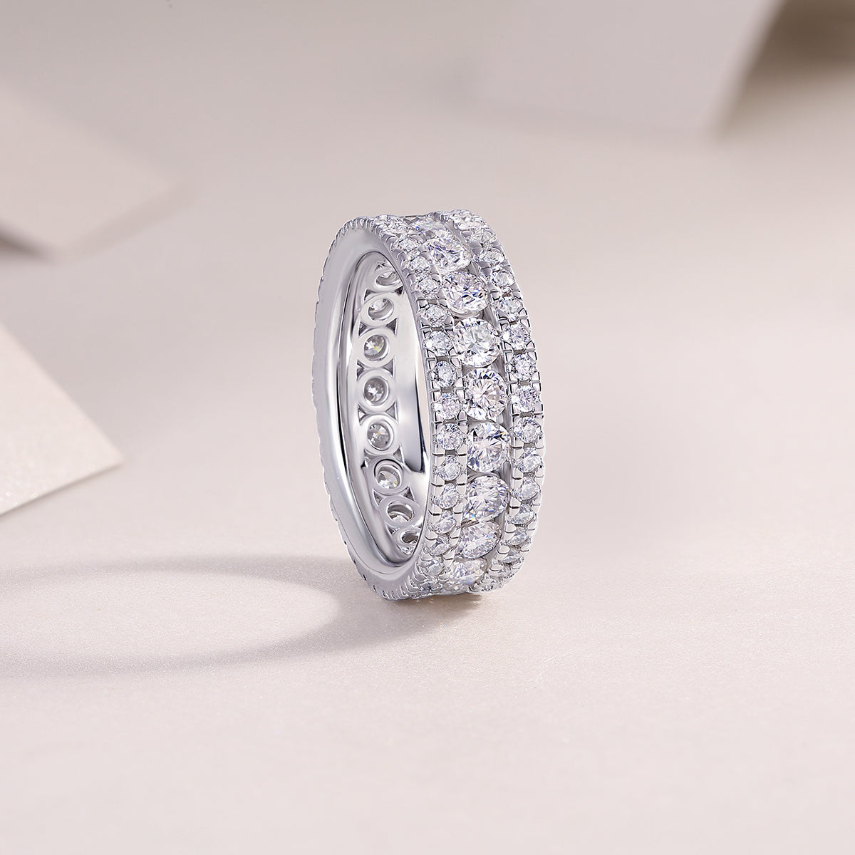 Carissie Vintage Multi-Row Cluster Eternity Wedding Band