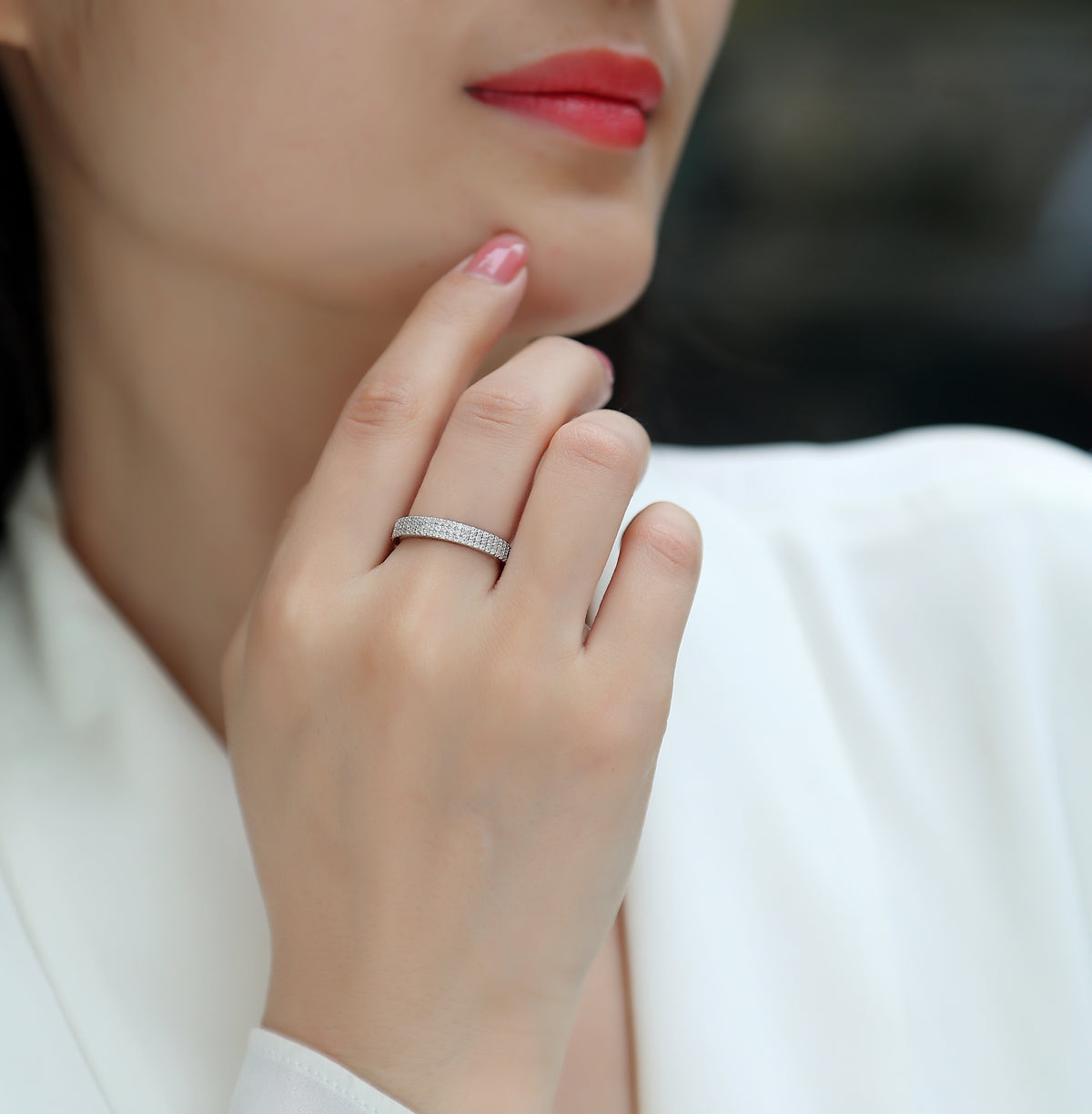 Carissie Elegant Multi-Row Pave All-Around Eternity Band