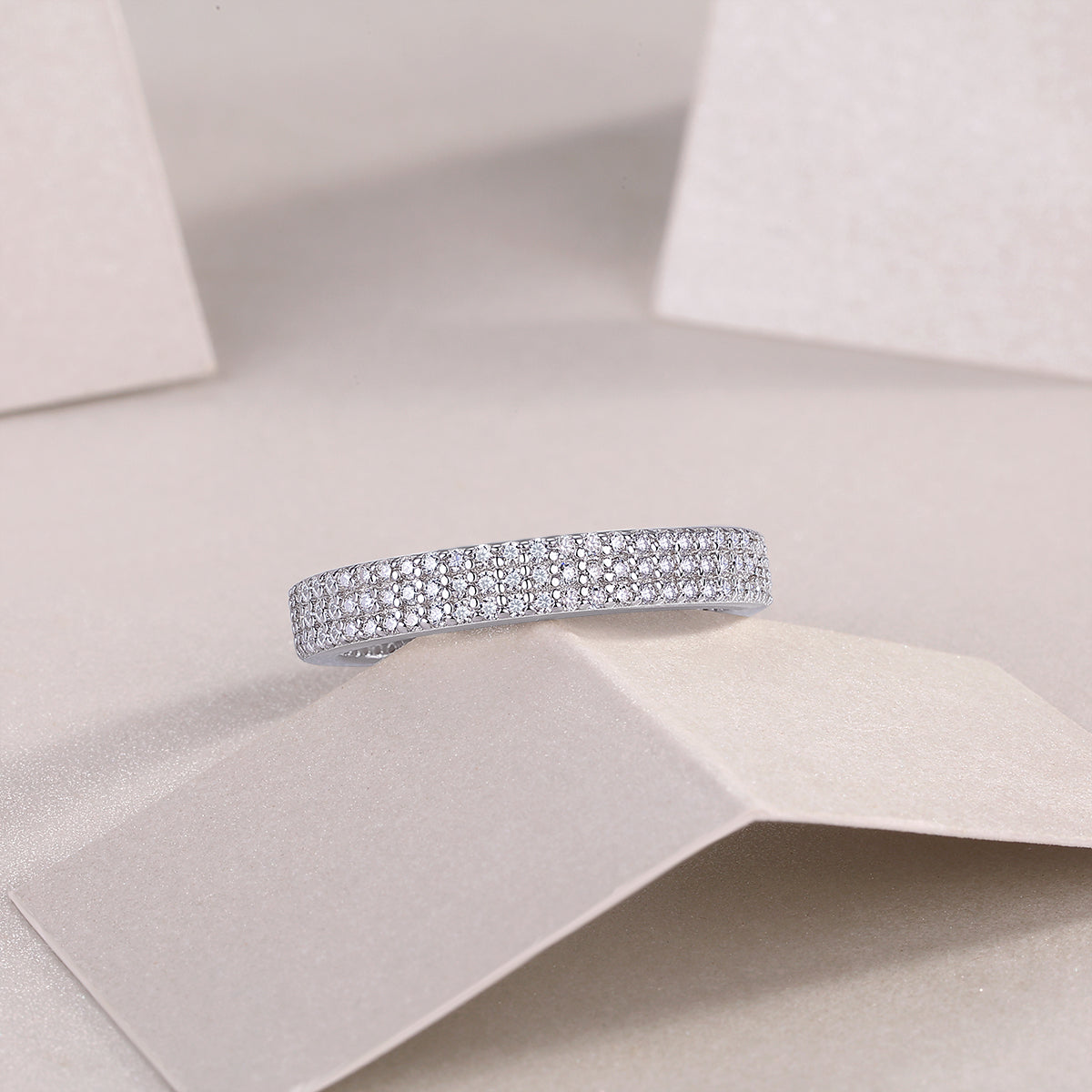 Carissie Elegant Multi-Row Pave All-Around Eternity Band