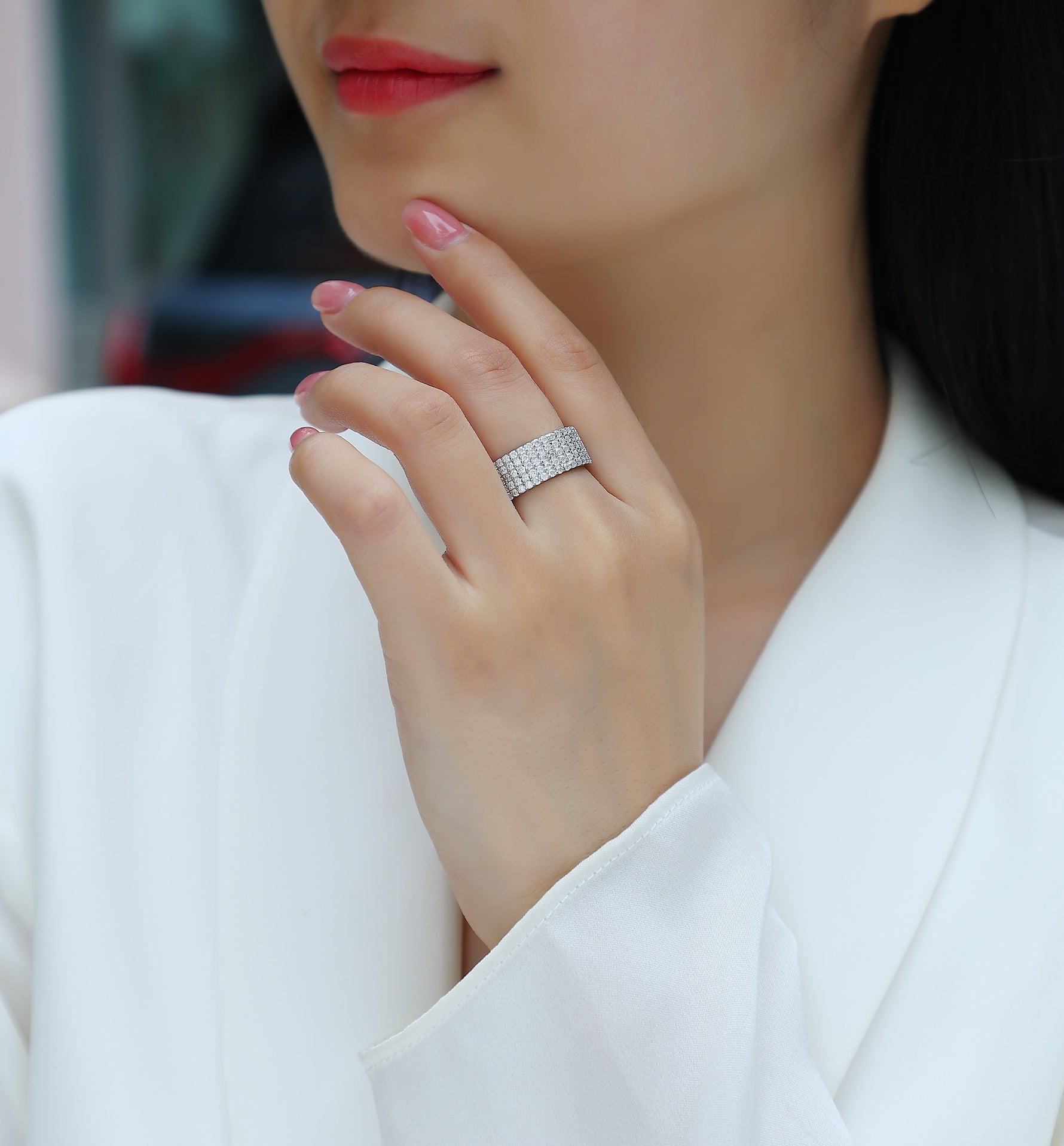 Carissie Classic Multi-Row Pave Full Eternity Band