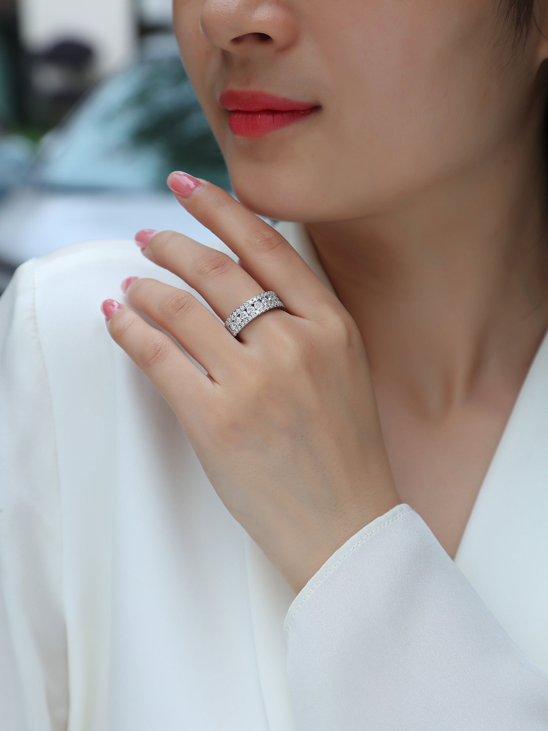 Carissie Elegant Multi-Row Nightfall Florals Wedding Band