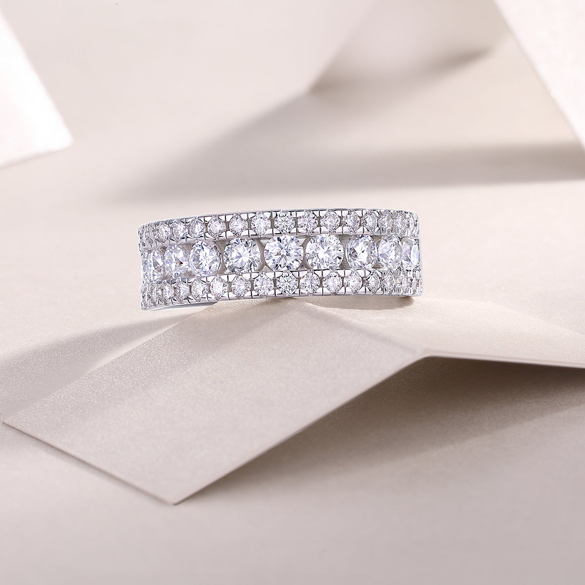 Carissie Elegant Multi-Row Nightfall Florals Wedding Band