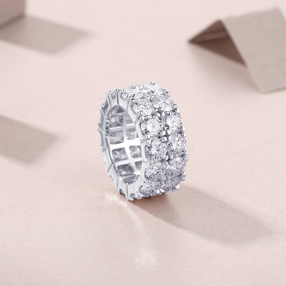 Carissie Elegant Wide Multi-Row Cluster Full Eternity Band