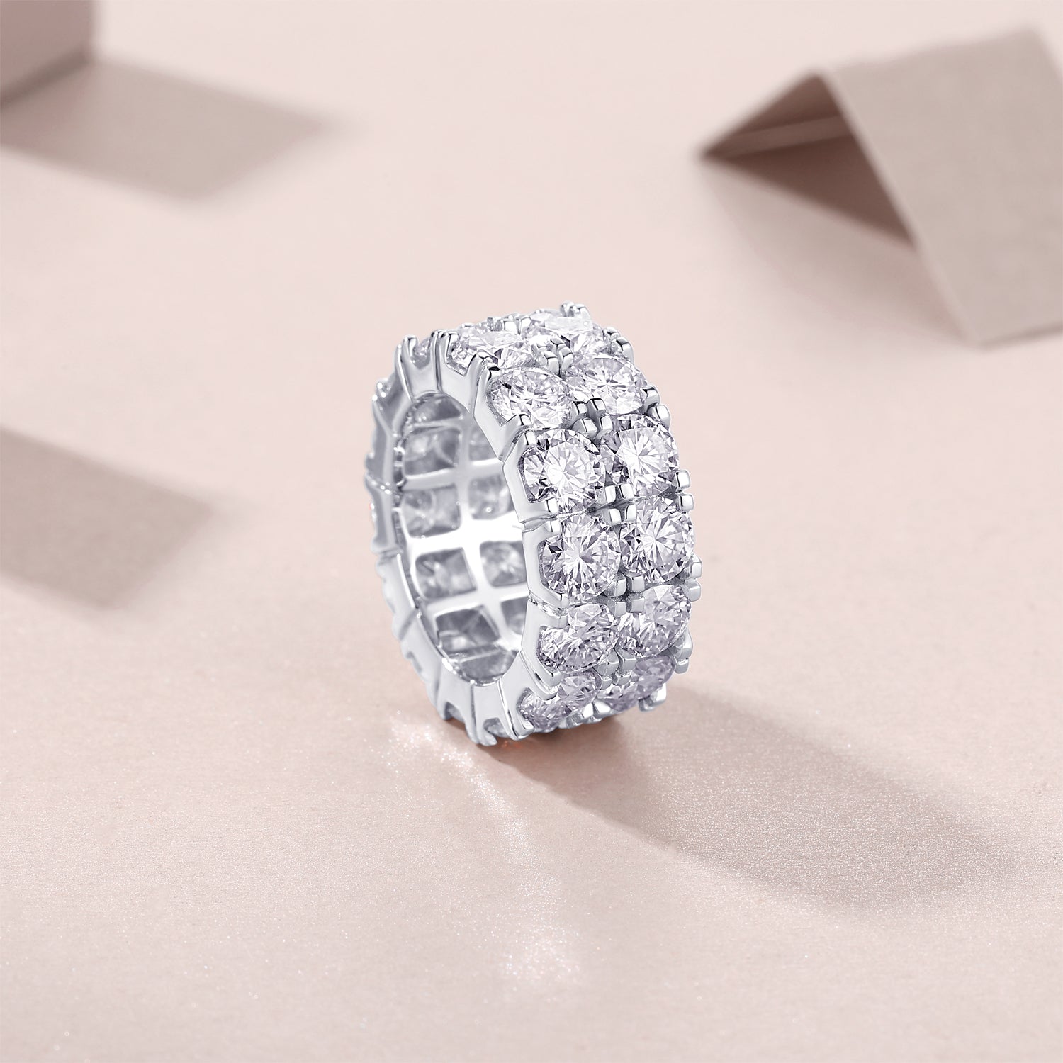 Carissie Elegant Wide Multi-Row Cluster Full Eternity Band